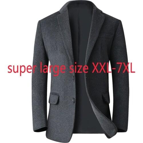 New Arrival Fashion Super Large Mens Woolen Coat Men Winter Suit Collar Casual Single Breasted Thick Plus Size 2XL-4XL5XL6XL7XL