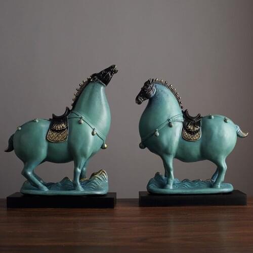 New Chinese Tang Dynasty Horse Decorations Resin Crafts Ornaments Home Living Room TV Cabinet Porch Furnishings Wedding Gift