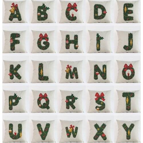 Merry Christmas Originality 26 English Christmas Tree Letters Decoration Pendant Pillow Case Home decoration Cushion Cover Gift