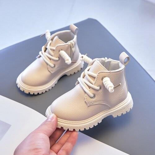 Autumn Winter New Children Leather Boots Boys Water-proof Anti-slip Kids Short Boots Light Baby Girls Toddler Boots G241