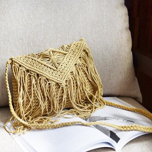 New Summer Straw Bags For Women Handmade Tassel Beach Bags 2021 Raffia Rattan Woven Crossbody Travel Vacation Shoulder Bags