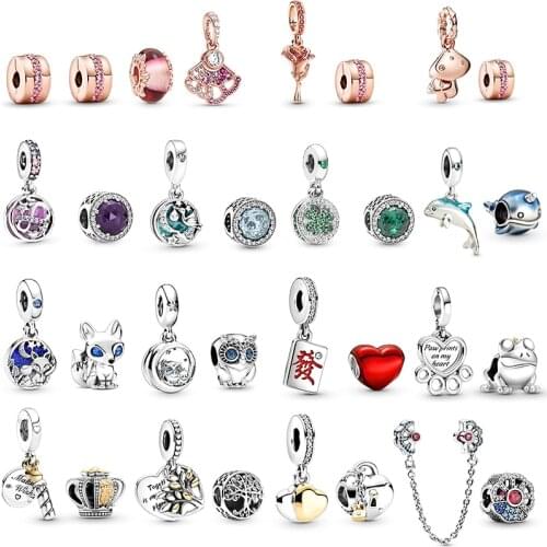 2Pcs/Lot High Quality Owl Fox Dolphin Pendant Beads Fits DIY Charm Bracelets Necklaces For Women Kids Men Jewelry Accessories