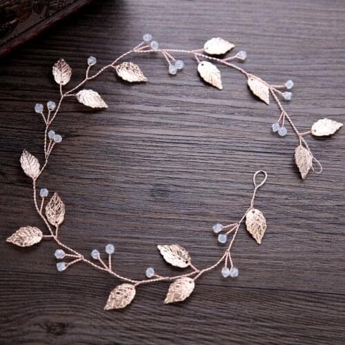 Greek Rose Gold Leaf Resin Bride Headbands Headpiece Hair Accessories Women Girl Wedding Tiaras and Crowns Head Party Jewelry