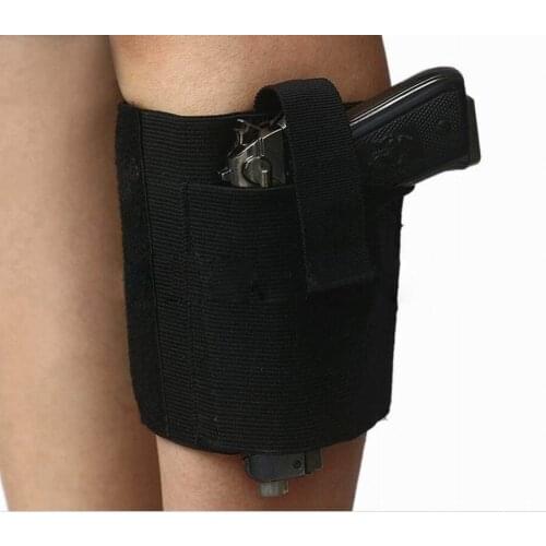 Adjustable Black Concealed Ankle Holster with Retention Strap for Carry Pistol Handgun Drop Leg Holster Harness Gun Pouch