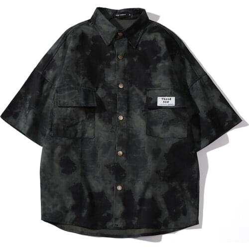 Japanese Safari Style Retro Short Sleeve Shirt With Pocket Men Summer Harajuku Vintage Clothes For Teens Camisas Para Hombre