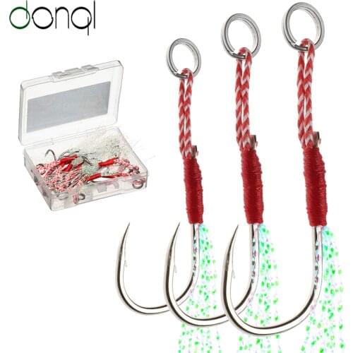 DONQL 5/10/20pcs Fishing Hooks Set Barbed Single Circle Carp Hook With Thread Feather Roped Sea Fishinhook Fly Fishing Tackle