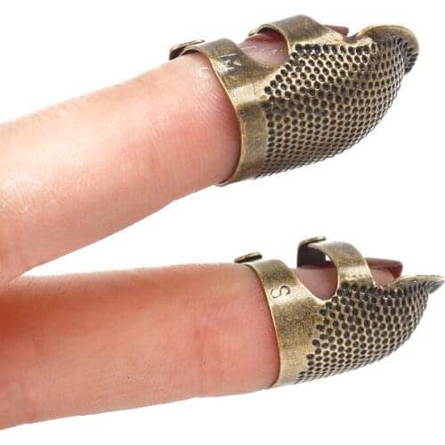 S/M Antique Ring Handworking Copper Gold Finger Protector Needle Thimble Metal Stitching Tools DIY Crafts Sewing Accessories