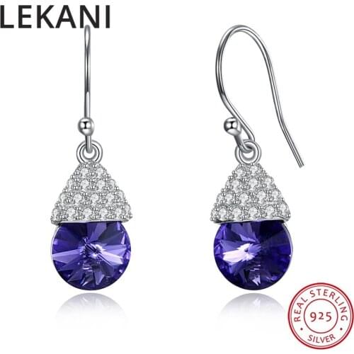 LEKANI Crystals From Swarovski Cute Mushroom Shaped Drop Earrings For Women Girls Party Gift S925 Silver Statement Fine Jewelry