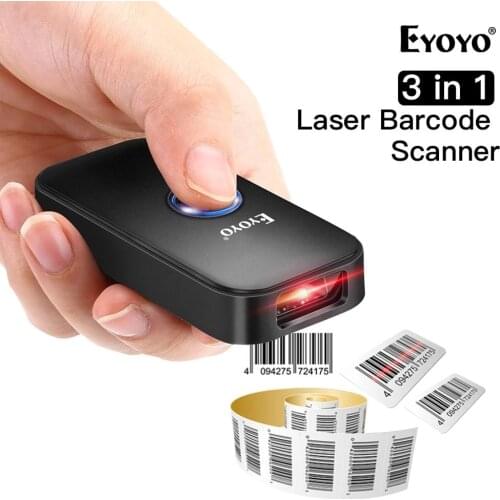 Eyoyo EY-009L 3-in-1 Bluetooth USB Wired&Wireless 1D Barcode Scanner Bar Code Reader for Windows Mac Android iOS Laser Scanner