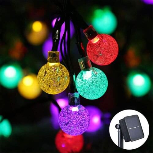 LED Solar String Light Waterproof Gypsophila Crystal Bulbs Bubble Ball Lamp Garland Outdoor For Home Garden Wedding Decoration