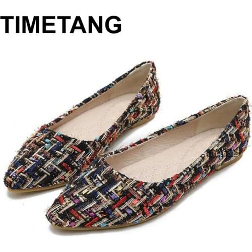 TIMETANG Women Flat Shoes Slip-on Cotton Flat Loafers Comfort Driving Flats Fashion Breathable Ladies Lazy Boat Shoes Plus Big