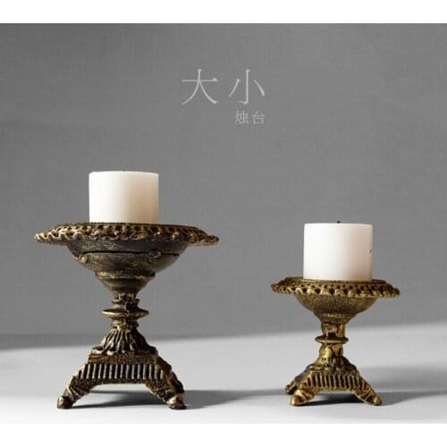 Vintage Iron Art Candle Holder Pillar Farmhouse Candle Holder Golden Table Rustica Hogar Candelabro Vela Home Decor WF50ZT