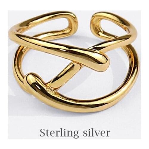 Sole Memory Cross Braid Fashion Hip Hop 925 Sterling Silver Female Resizable Opening Rings SRI823