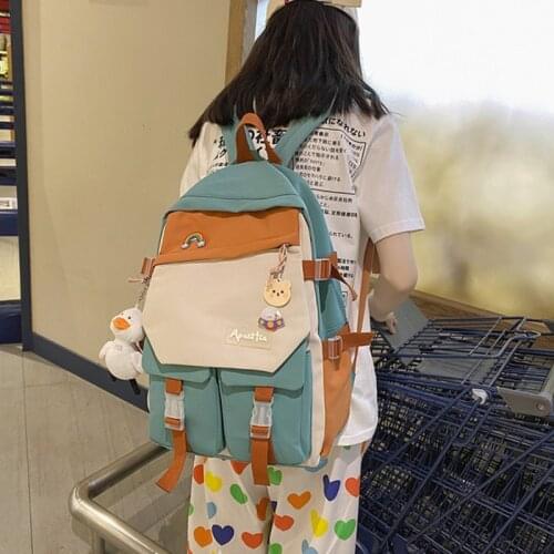 Women Kawaii Backpack Trendy School Bags For Teenage Girls Harajuku Fashion Student Book Bag Ladies Laptop Cute Backbag
