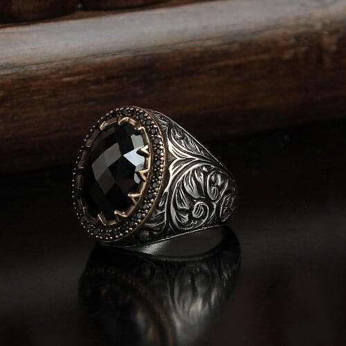 Gemstone Leaf Ring Real Sterling Silver Ring with Natural Zircon Stone Silver Women Ring Silver Men Ring Gifts for Wife