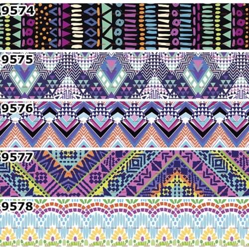 10yards - different sizes -Grosgrain ribbon -geometric pattern printed ribbon /19079574-9588
