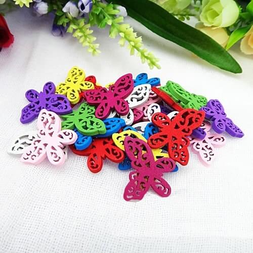 100pcs/lot Fashion Mixed color Lead-free Hollow Butterfly Wooden Necklace Pendant Charm Beads Gift 24x25mm (K04577)
