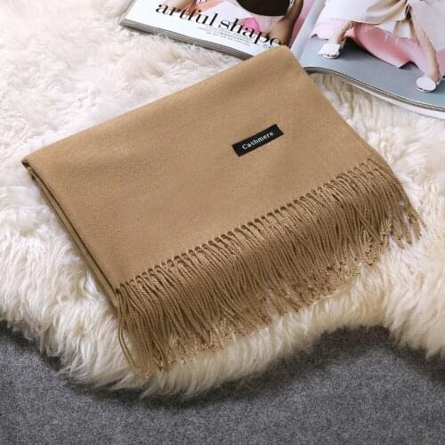2021 Women Cashmere Winter Shawl Solid Color Scarves Lady with Tassel Candy Color Shawl Women Scarf Soft