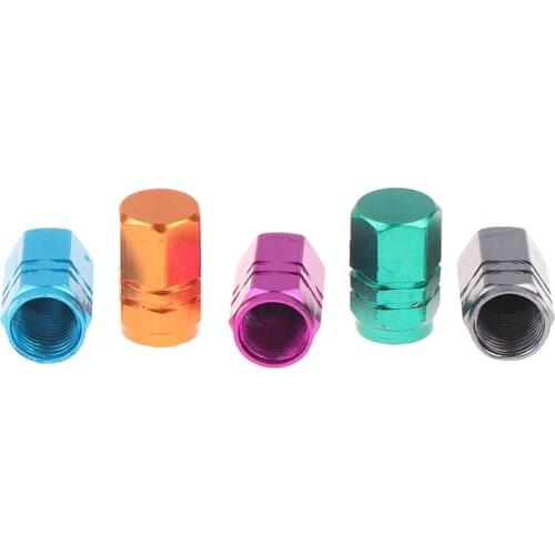 4pcs Colorful Aluminum Alloy Dust Valve Cap Bicycle Auto Car Tyre Wheel Hexagon Cover Set