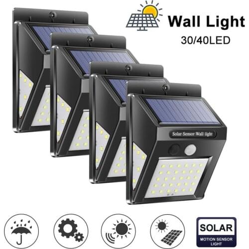 40 LED Outdoor Solar Wall Lamp PIR Motion Sensor Waterproof Light Garden Light Path Emergency Security Light 3 Sided Luminous