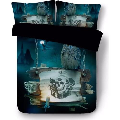 Free shipping 3d animal owl 1 duvet cover&2 pillow cases twin/full/queen/king/super king size bedding set home textile