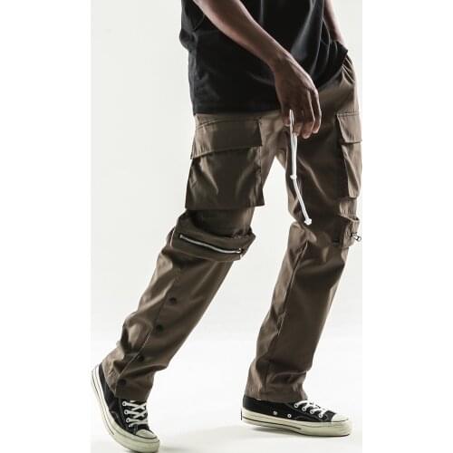 2020 New Arrival Multi Pockets Bottoms Button Harem Pants Mens Casual Joggers Baggy Trousers Harajuku Streetwear Hip Hop Pants