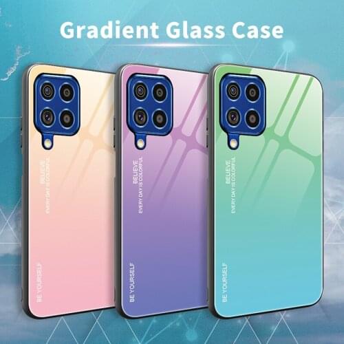 For Samsung Galaxy F62 Gradient Tempered Glass Anti-Scratch Full Cover Protective Phone Case For Samsung Galaxy M62 Coque