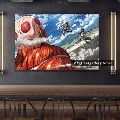 Attack On Titan Double Team Anime Home Decor Canvas Wall Art Painting Bedroom Decoration Living Room Prints Poster Pictures