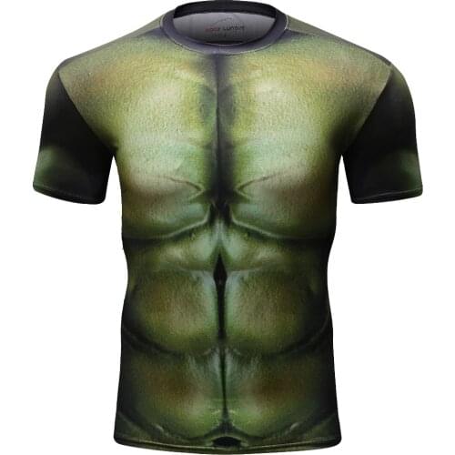 New Summer Style 3 HULK 3D Printed T shirts Men Compression Shirt 2018 Cosplay Costume Short sleeve Tops Male Tights Tees