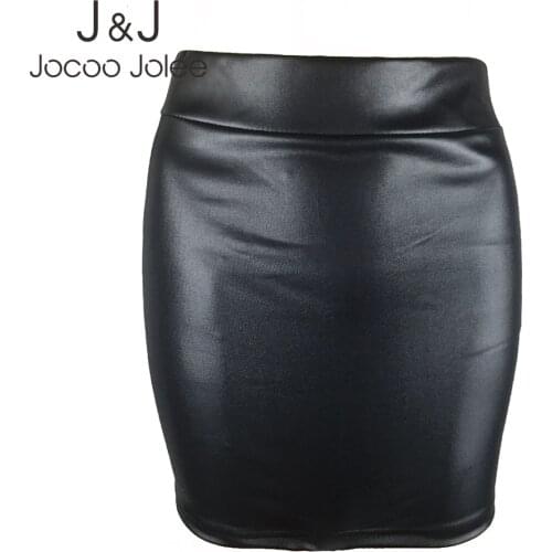 Jocoo Jolee Women Fashion Plus Size 3XL High Waist Pu leather Skirts Bodycon Mini Faux Leather Pencil Skirt Office Lady Skirts