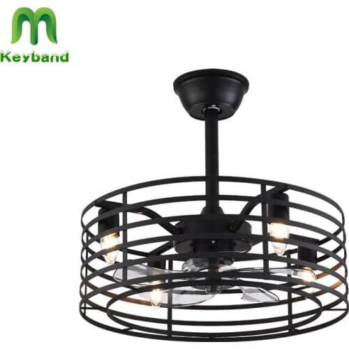 Round Black Ceiling Chandelier Light with Fan and Remote Control for Dining Room E27 Bulbs Wind Speeds Adjustable