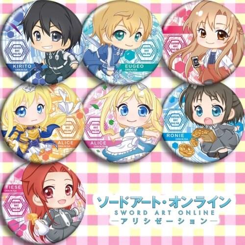 Kawaii Sword Art Online Alicization Cosplay Figures Badge Brooch Pin Bedge Button War of Underworld Bag Badges Japan Anime Gifts