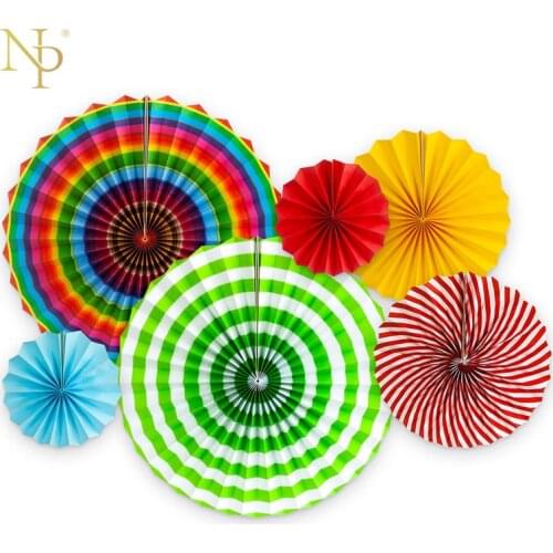 Nicro 6 pcs/set Paper Fans Set Birthday Valentines Mothers Day Graduation New Year Party Decor DIY Decoration Home #FS11