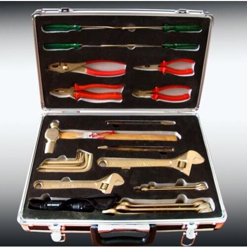 25pcs Non Sparking Combination Tool Set for Gas Station, Explosion Proof, Aluminium Bronze and Beryllium bronze Hand Tool Box