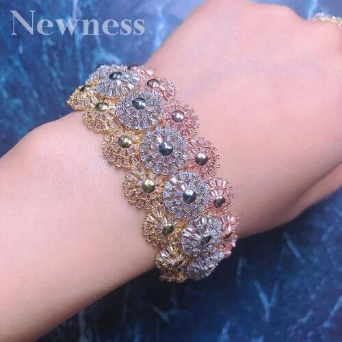 Newness Trendy Luxury Stackable Bangle For Women Wedding AAA Cubic Zircon Crystal CZ Dubai Bracelet Party Jewelry