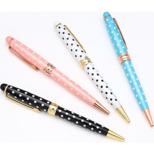 5 Colors Novelty Dot Ballpoint Pen Rose Gold Pen Luxury Roller Ball Party Signature Pens Students Gift Office School Supplies