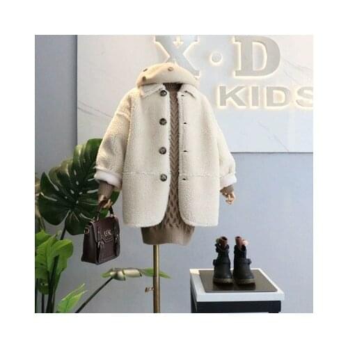 Autumn Winter Baby Girls Winter Coat Jacket Medium Length Warm Kids Outerwear Casual Kids Coat Thicken Lapel Children Clothing
