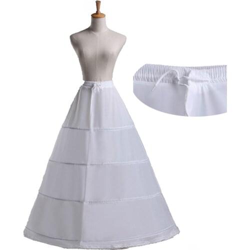 Cheap Wedding Petticoats Bridal 4 Hoop Crinoline Four Steel Rings Prom Underskirt Fancy Skirt Slip For Wedding Dress Ball Gowns