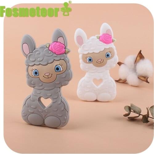 Fosmeteor Baby Silicone Teether Cartoon Animal Sheep Teething Ring Rodent Tooth Care Beads Childrens Molar Toys BPA Free
