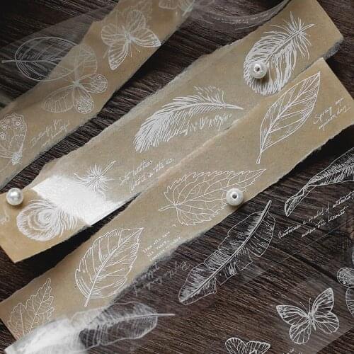 Feather Butterfly Plants Transparent Washi Tape Adhesive Tape Diy Scrapbooking Sticker Label Masking Tape