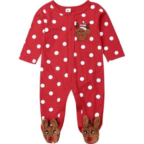 Toddler Chriatmas Romper Infant Baby Boy Girl Christmas Outfit Long Sleeve Romper Jumpsuit Playsuit Cotton Clothes