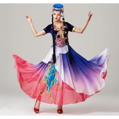 Women Xinjiang Dance Costumes Performance Clothing National Uygur Dance Costumes Stage Clothes Hui Minority Dress