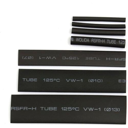 127pcs/lot Heat Shrink Tubing 7.28m 2:1 Black Tube Car Cable Sleeving Assortment Wrap Wire Kit with Polyolefin Tub