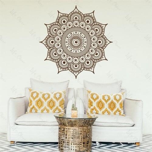 Bohemian Style Mandala Wall Decal Flower Wall Art Yoga Studio Wallpaper Design Living Room Decoration Room Decor Aesthetic