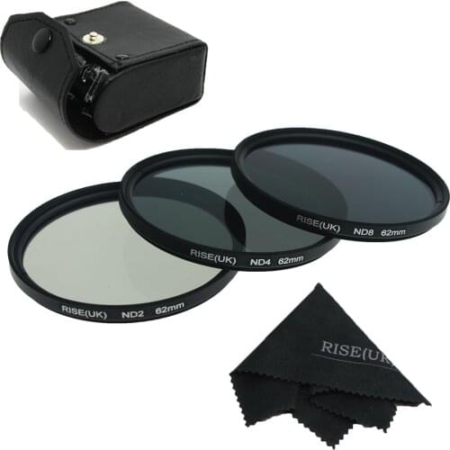 High Quanlity! 100% GUARANTEE RISE(UK) New Professional 62mm ND2 ND4 ND8 Filter kit MACRO for canon nikon sony pentax free ship