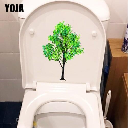 YOJA 16.5*23.4CM Spring Trees Green Fresh Bathroom Decoration Toilet Sticker Home Wall Decal T1-1123