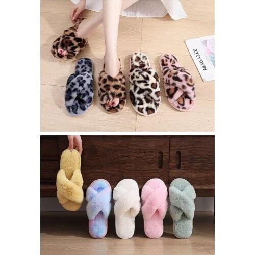 The New 2021 Womens Plain Color Leopard Print Cross Hair Mop Fashion And Comfortable Home Outside Wear