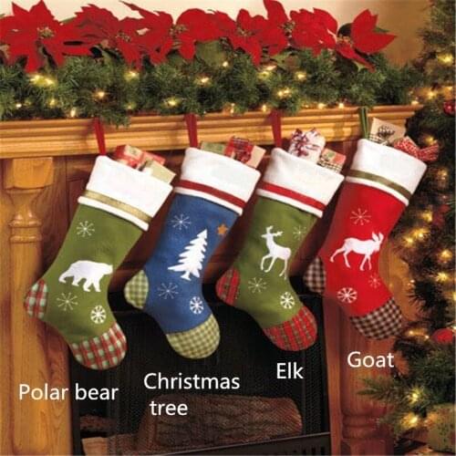 1pcs Cute Christmas Gift Socks Candy Gifts Bag Xmas Tree Party Hanging Ornaments