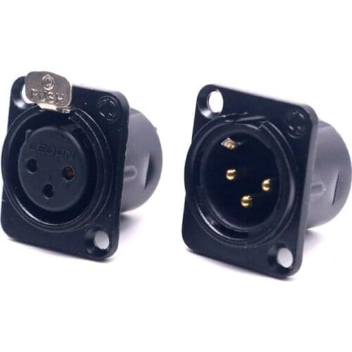 2pcs Monosaudio brass Gold plated XLR 3-Pin Male Chassis Panel Socket For CD Amplifier