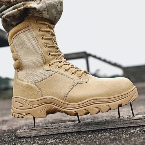2021 New Work Boots Steel Toe Safety Shoes Men Puncture-Proof Safety Boots Men Military Boots Desert Tactical Boots Work Shoes